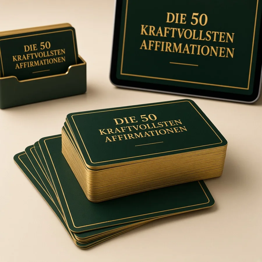 3D-Mockup des Bonus „Die 50 kraftvollsten Affirmationen“ (digitales PDF, im Arbeitsbuch enthalten)